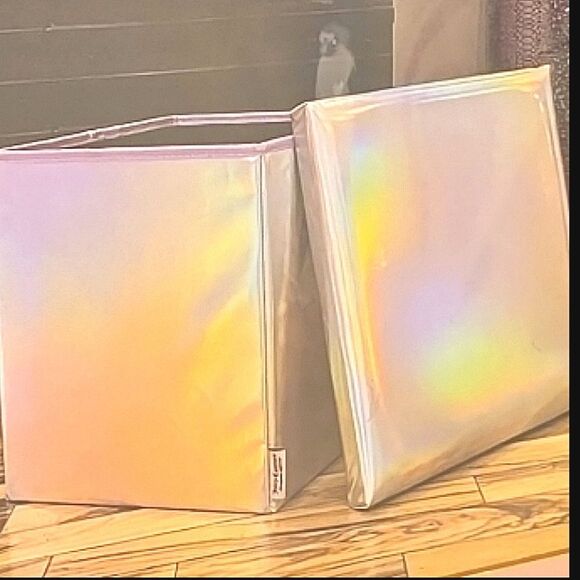 Juicy Couture Home Holographic Faux Leather Lidded Collapsible Storage Cube - Picture 4 of 9